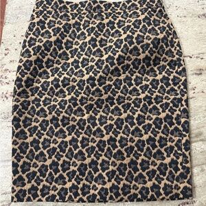 Talbots Black and Tan Animal Print Pencil Skirt